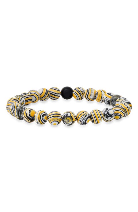 Men's Patterned Bead Stretch Bracelet