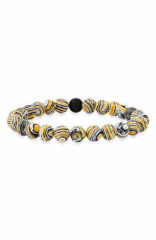 Men's Patterned Bead Stretch Bracelet