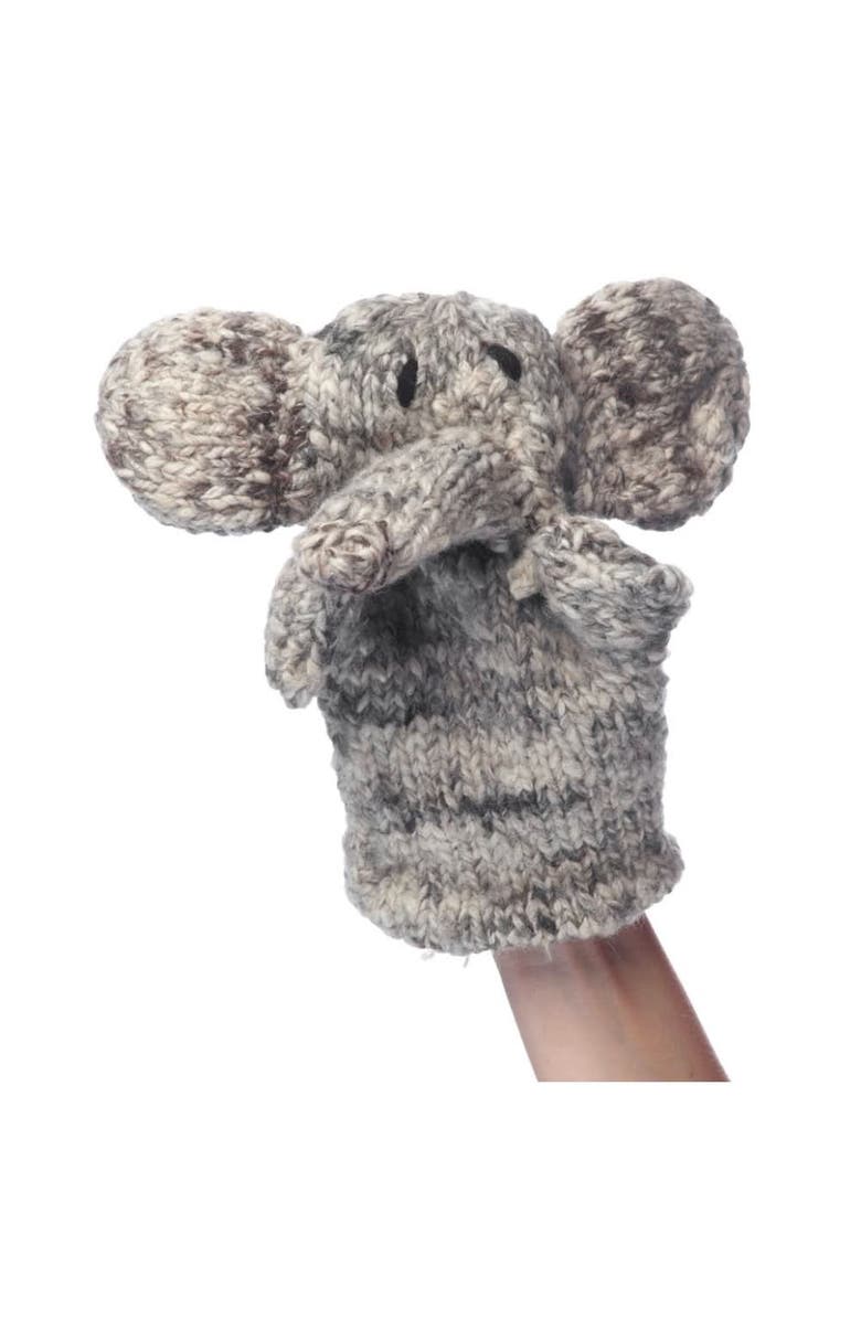 Finn + Emma Organic Wool Knit Hand Puppet | Elliot the Elephant, Main, color, Grey