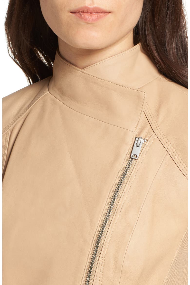 Felicia Asymmetrical Zip Leather Jacket, Alternate, color, TWINE