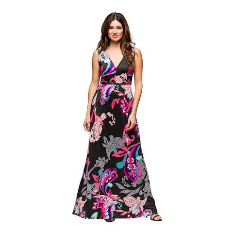 Maternity V-Neck Empire Waist Sleeveless Maxi Dress