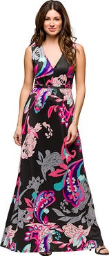 24seven Comfort Apparel Maternity V-Neck Empire Waist Sleeveless Maxi Dress