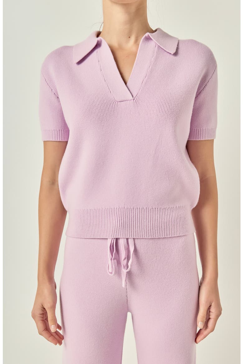 Johnny Collar Knit Top, Alternate, color, LILAC