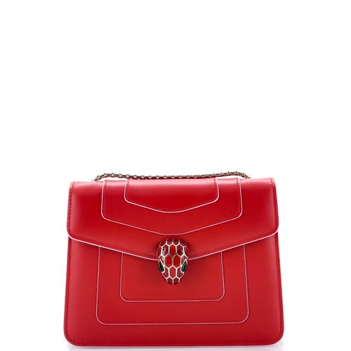 Pre-owned Bvlgari  Bvlgari Serpenti Forever Square Shoulder Bag Leather Small In Red