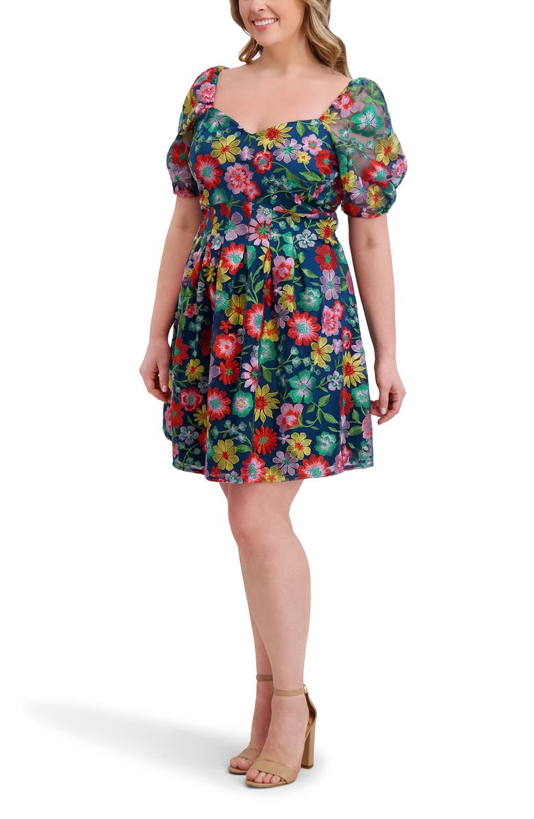 Kensie Floral Print Fit & Flare Minidress, Alternate, color, Multi