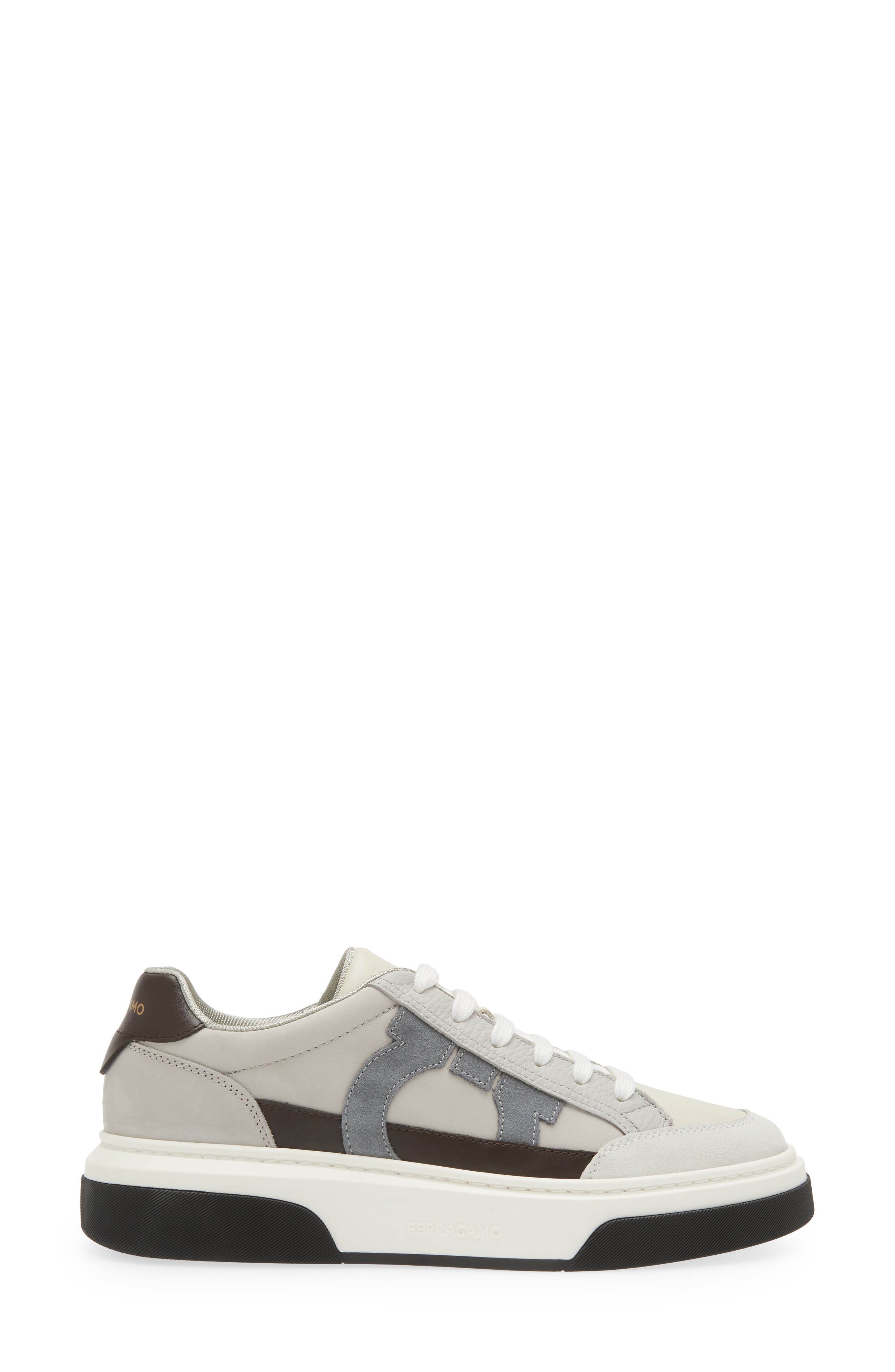 FERRAGAMO Cassina Gancio Low Top Sneaker, Alternate, color, Bianco 511 Mascarpone Cloud