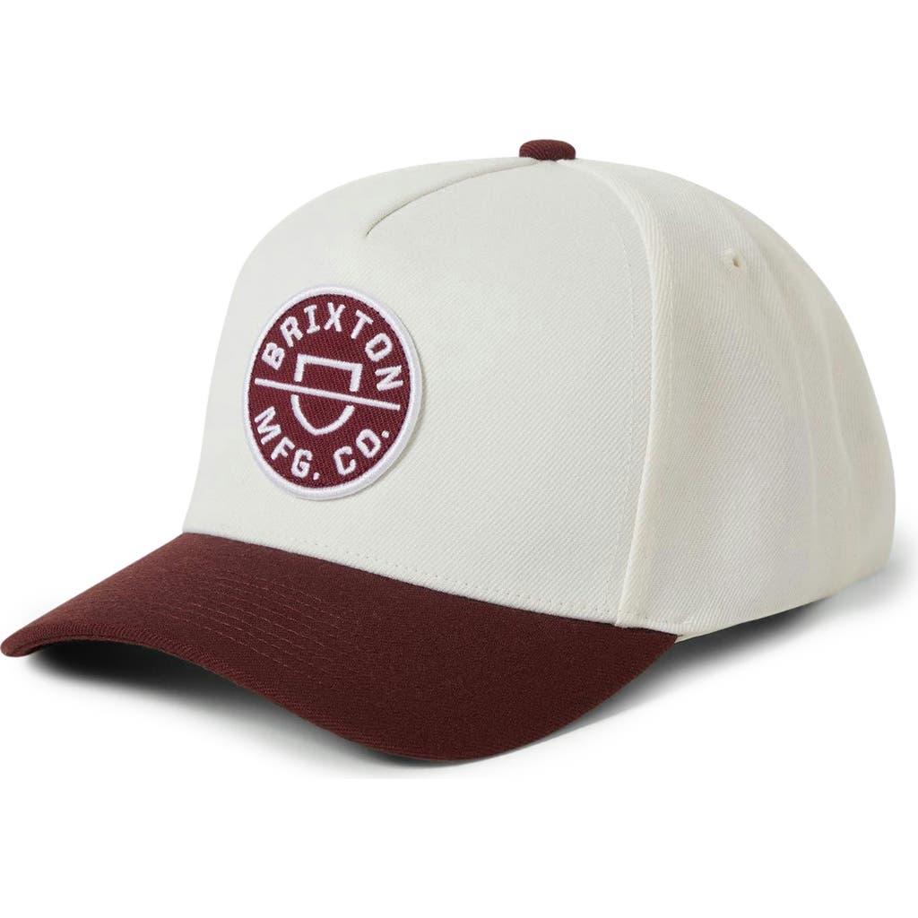 Brixton Crest X Mp Snapback Baseball Cap In White