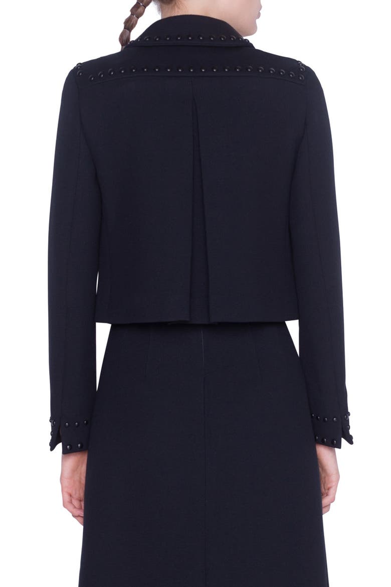 Rivet Detail Wool Crop Jacket, Alternate, color, BLACK