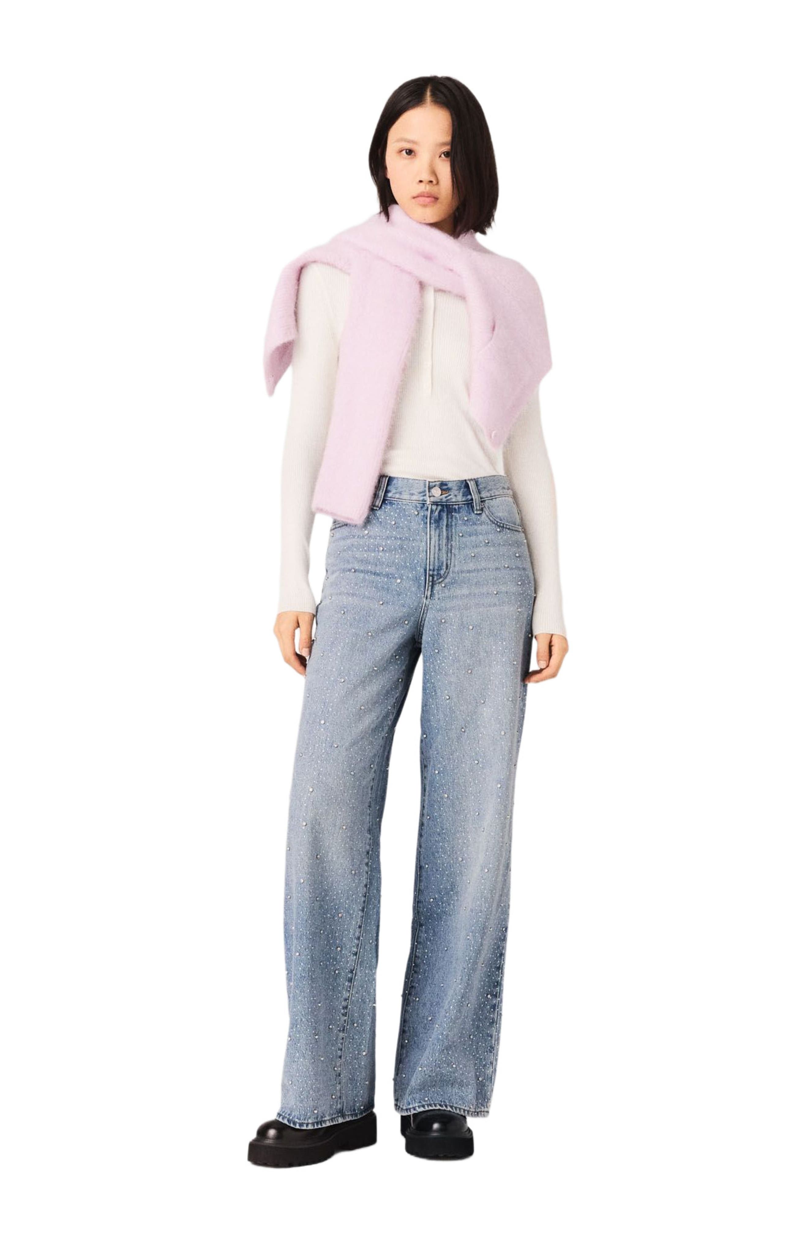 Wide-leg all-over rhinestone jeans - image 2