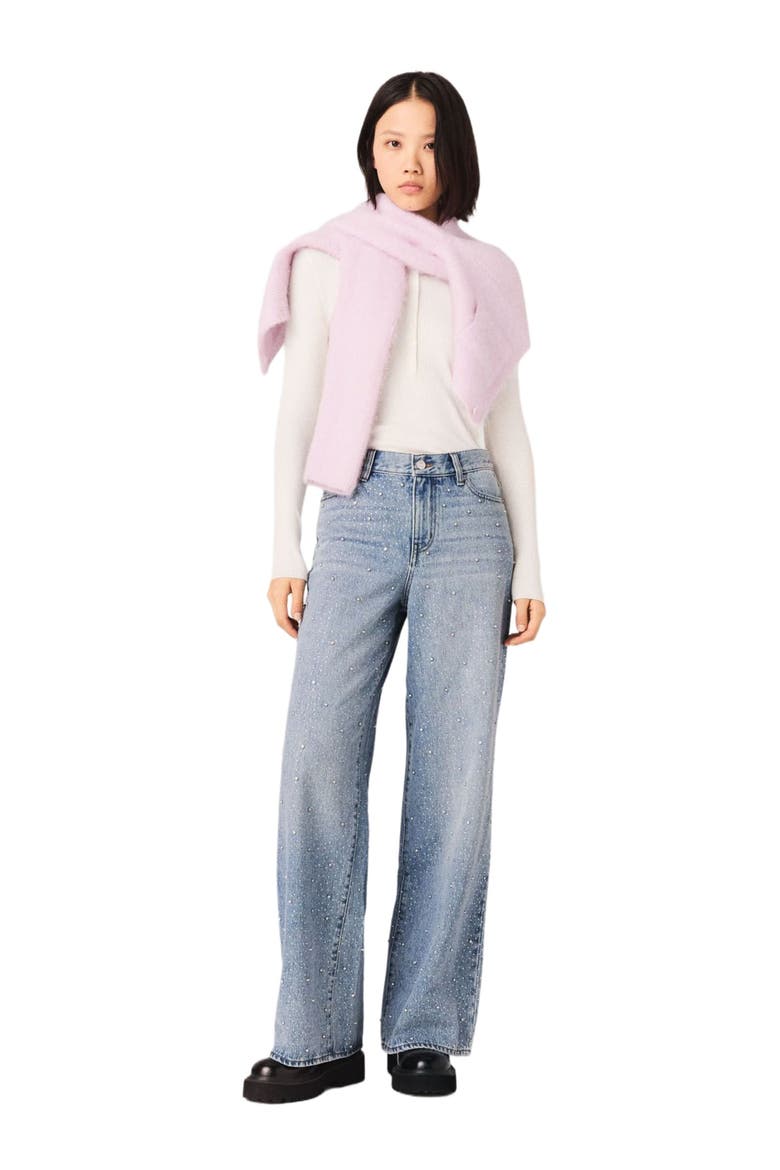 Wide-leg all-over rhinestone jeans, Alternate, color, Blue