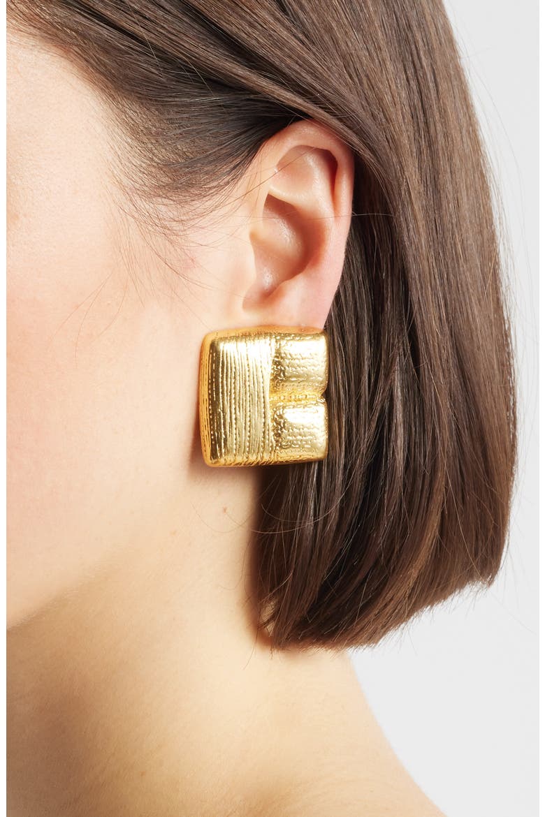 Brushed Textured Stud Earrings, Alternate, color, GOLD