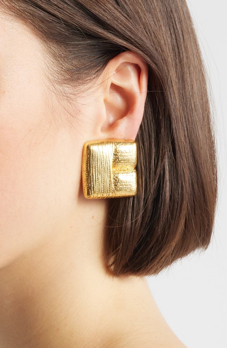 Karine Sultan Brushed Textured Stud Earrings, Alternate, color, Gold