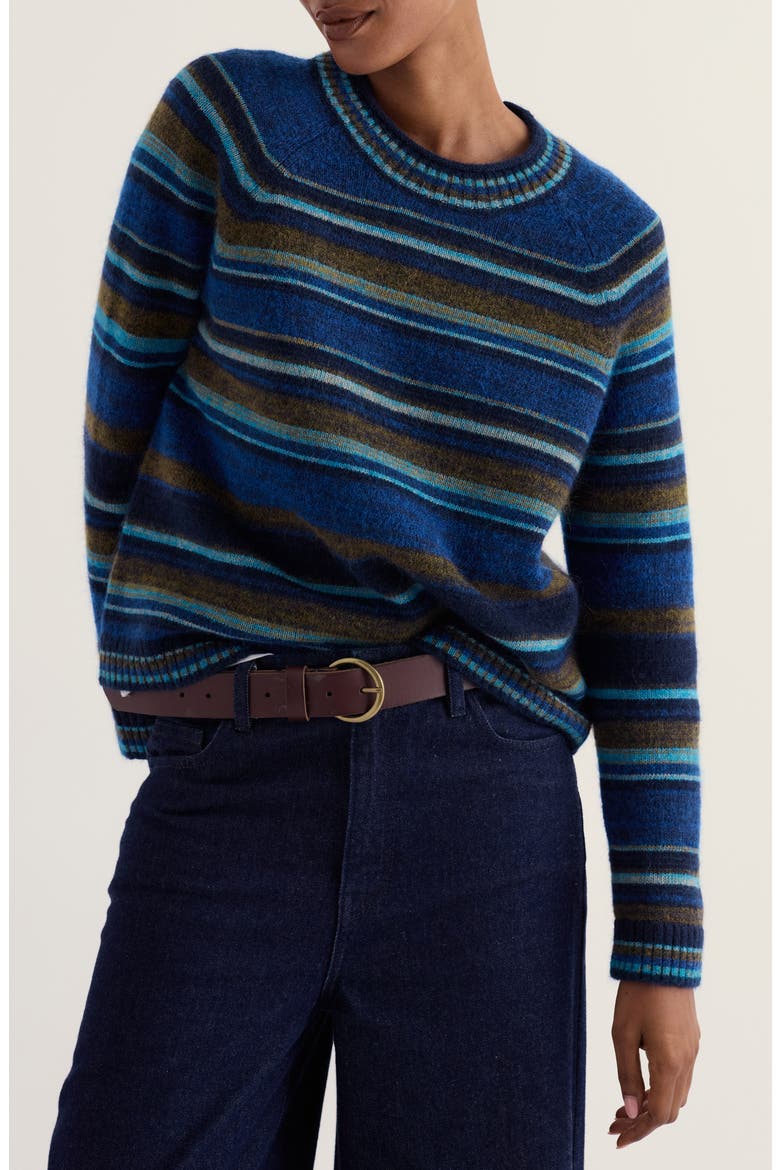 Quay Hill Striped Crewneck Sweater, Main, color, ADRIFT BRIGHT MARINE MIX