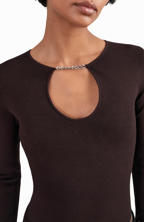 Reiss Tilly Chain Accent Cutout Top In Brown