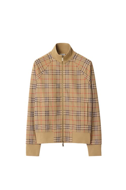 Burberry Beige Sweatshirt With Check Motif In Jacquard