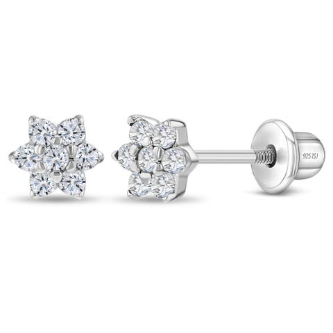 Cubic Zirconia Cluster Flower Earrings