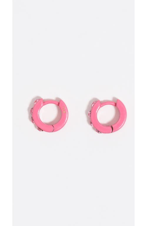 Bimba Y Lola Mini Hoop Earrings With Crystals In Pink