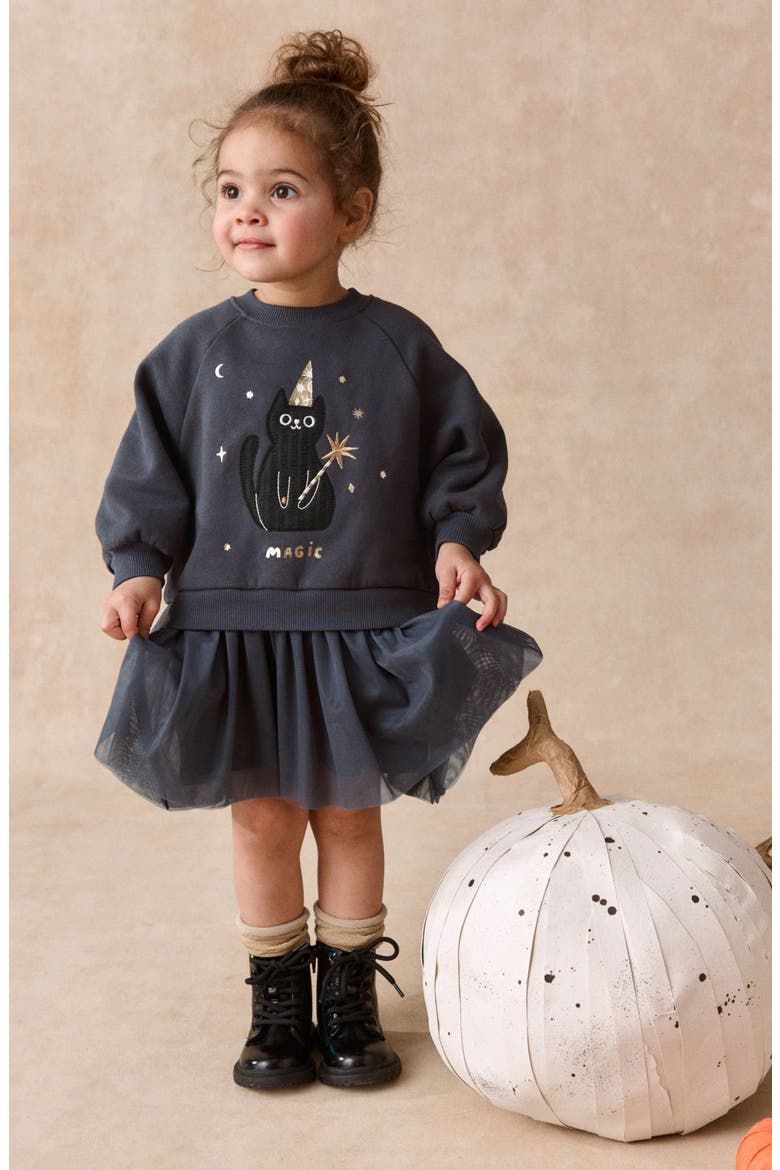 Kids' Halloween Character Twofer Dress, Alternate, color, BLACK