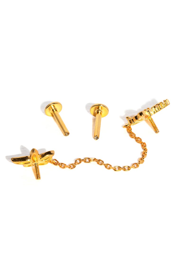 Butterfly Effect Double Piercing Chain Earring, Alternate, color, GOLD