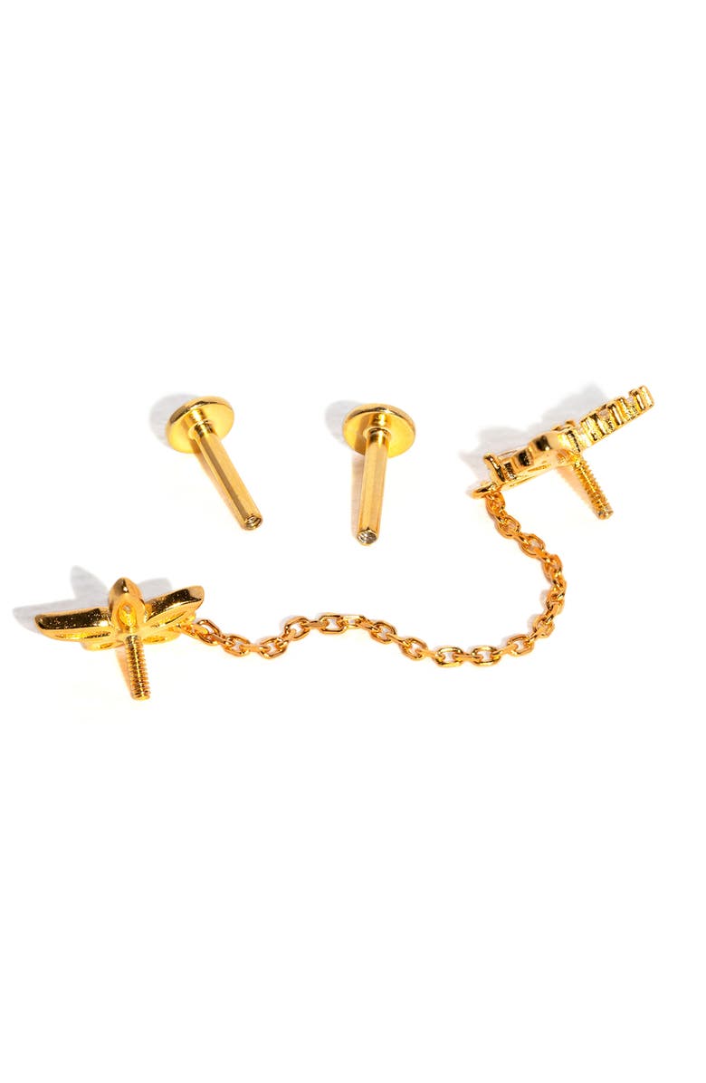 Girls Crew Butterfly Effect Double Piercing Chain Earring, Alternate, color, Gold