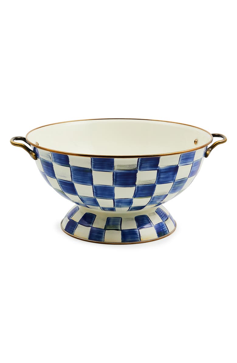MACKENZIE CHILDS Royal Check Enameled Steel Everything Bowl, Main, color, Blue/ White