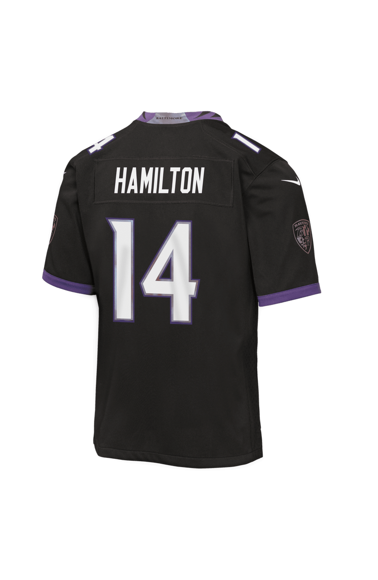 Nike Youth Nike Kyle Hamilton Black Baltimore Ravens Alternate Game Jersey, Alternate, color, Black