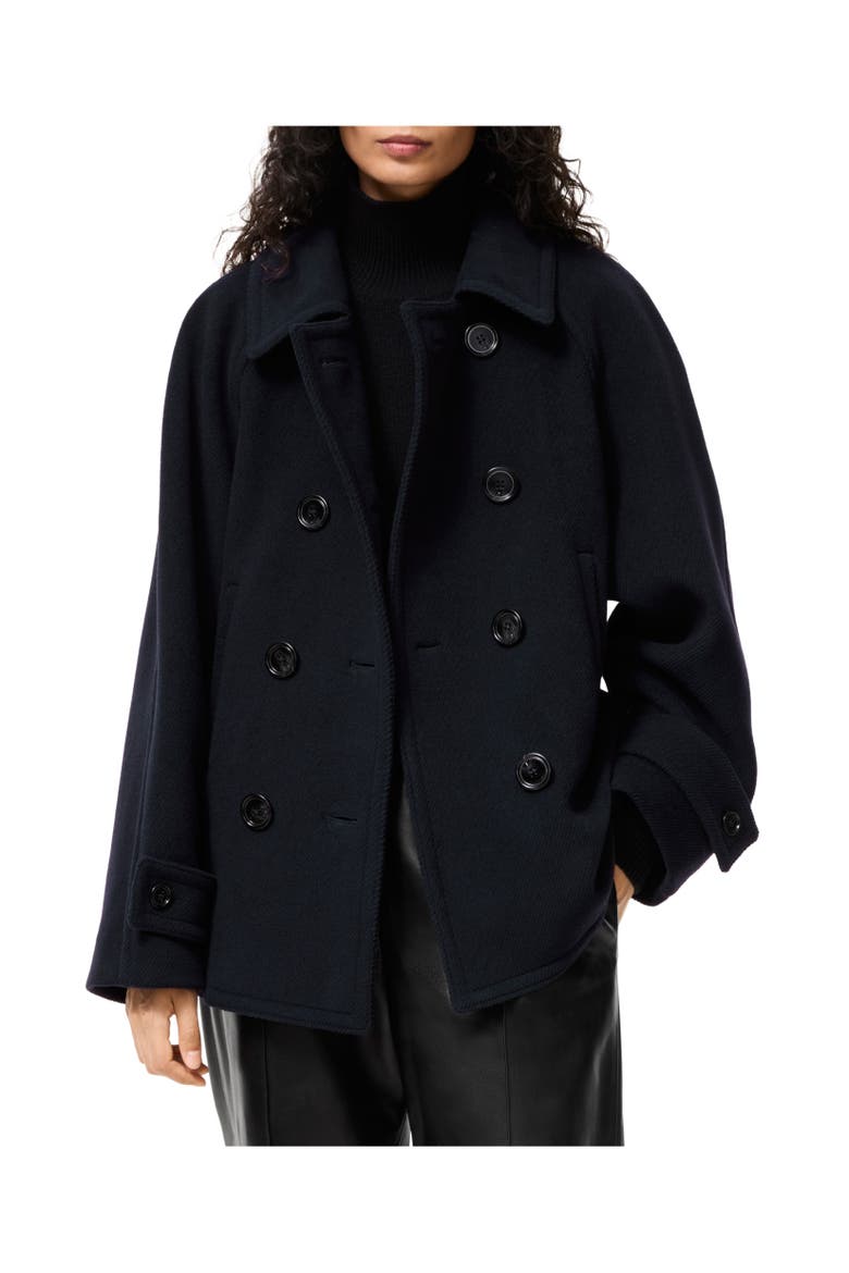 Wool Blend Pea Coat, Alternate, color, Dark ink blue
