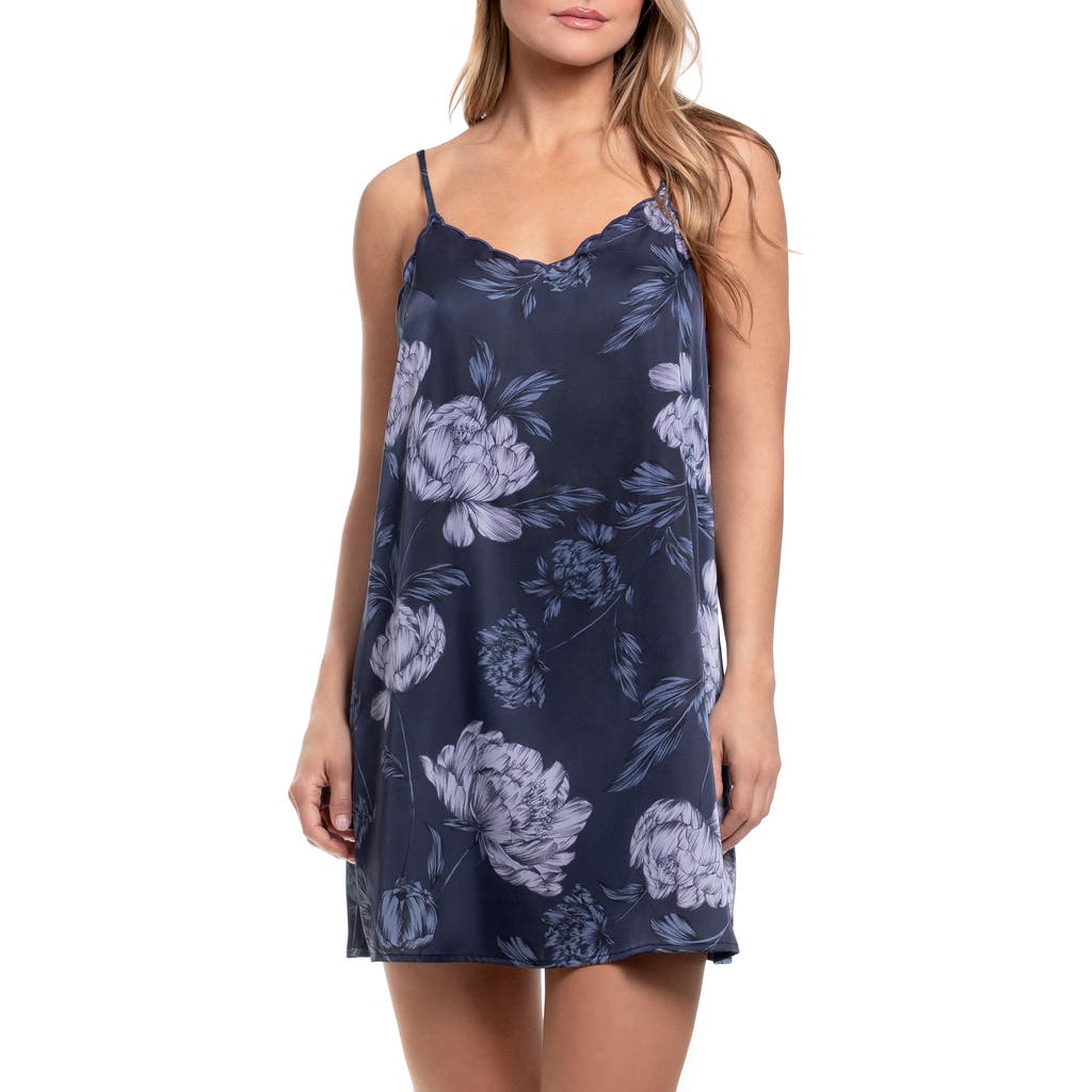 Midnight Bakery Floral Scalloped Chemise In Amelia Blue