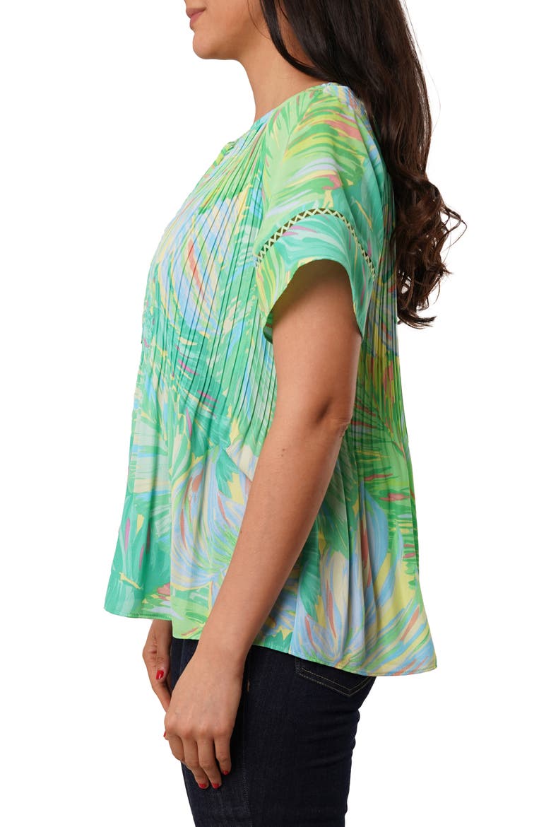 Ruffle Pleated Tie Neck Short Sleeve Top, Alternate, color, REMI