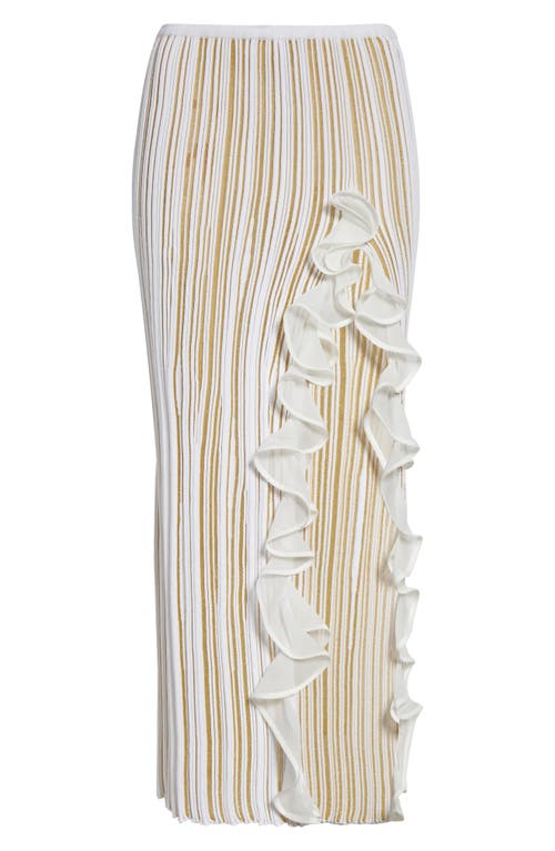 Giambattista Valli Ruffle Front Slit Knit Skirt In White
