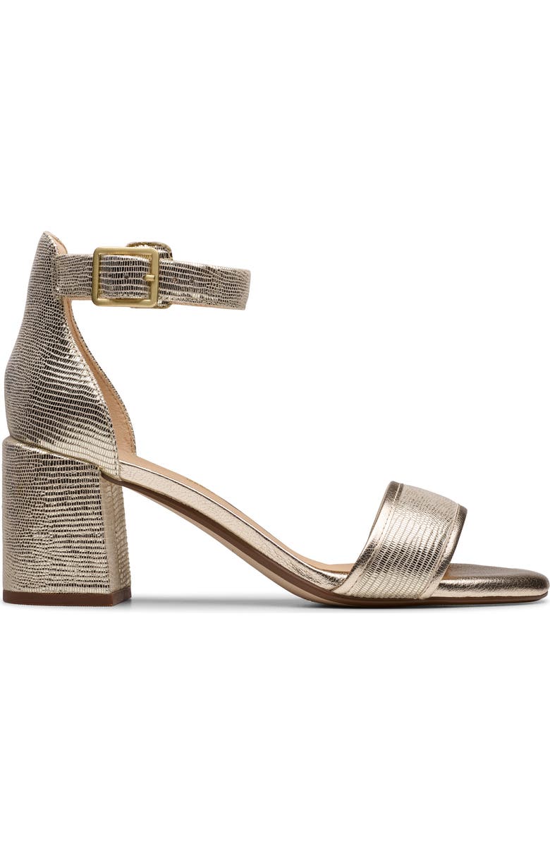 Clarks<sup>®</sup> Ezoria Mae Ankle Strap Sandal, Alternate, color, Champagne Interest