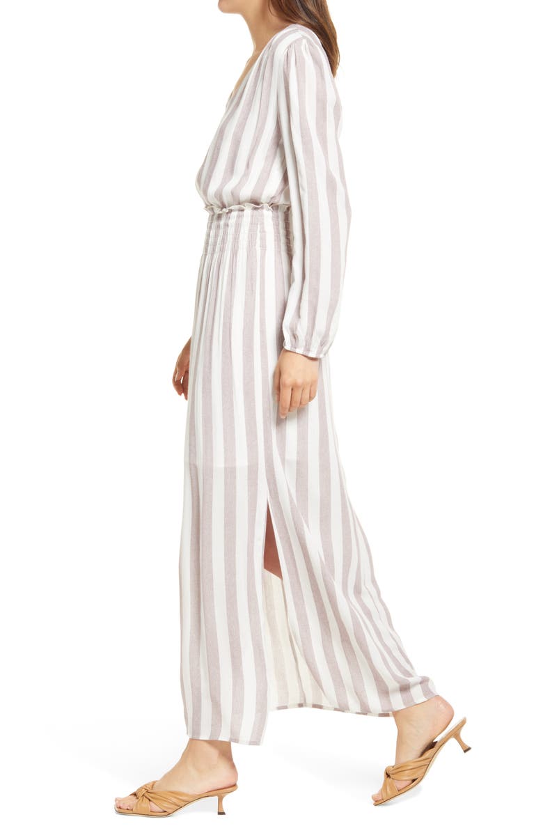 Fraiche by J Smocked Waist Long Sleeve Maxi Dress, Alternate, color, 