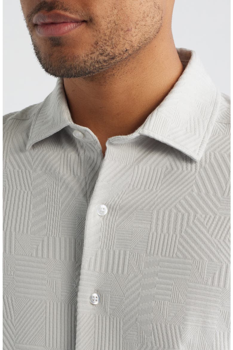 Fenric Texture Knit Short Sleeve Button-Up Shirt, Alternate, color, MOONSTONE