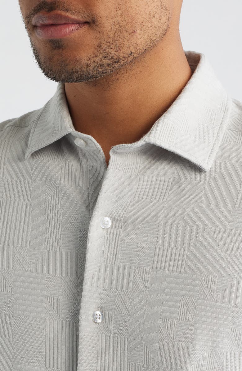 Robert Barakett Fenric Texture Knit Short Sleeve Button-Up Shirt, Alternate, color, Moonstone
