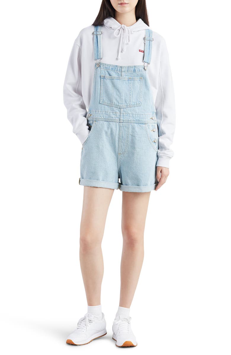 Levi's<sup>®</sup> Vintage Denim Short Overalls, Main, color, 