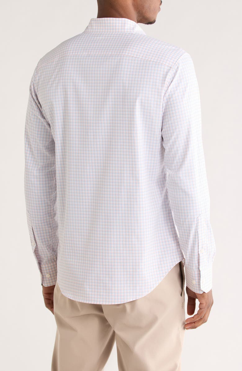 Bonobos Long Sleeve Slim Fit Button Front Performance Shirt, Alternate, color, Orange Blue Plaid