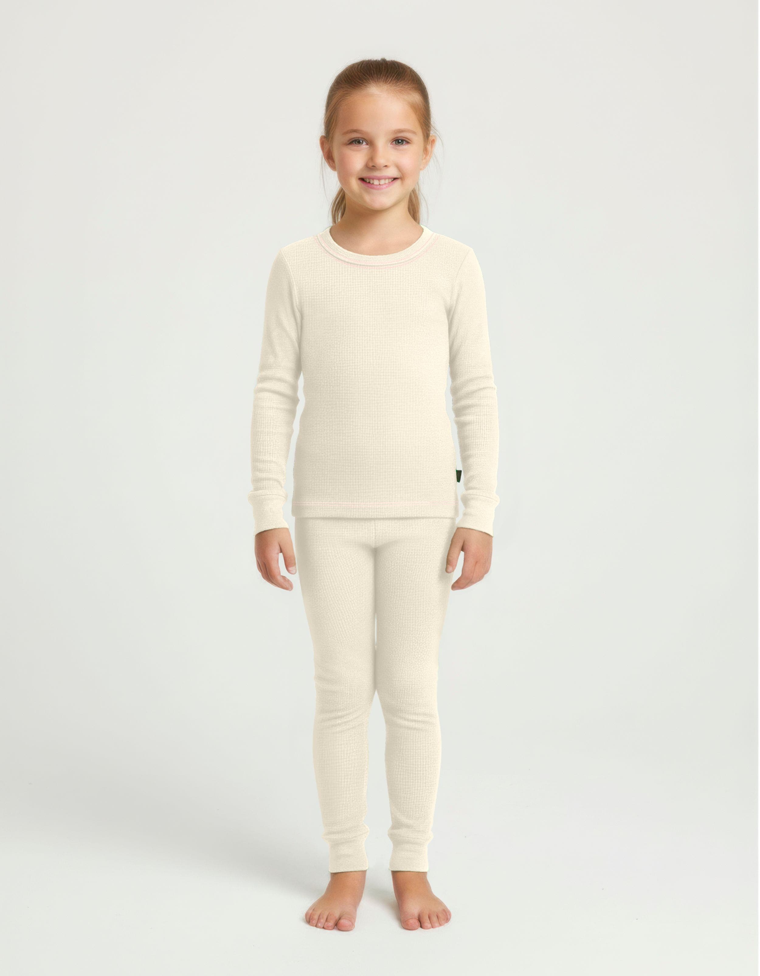 City Threads Kids'  Girls Soft & Cozy Thermal Long Johns 2-piece Set In Brown