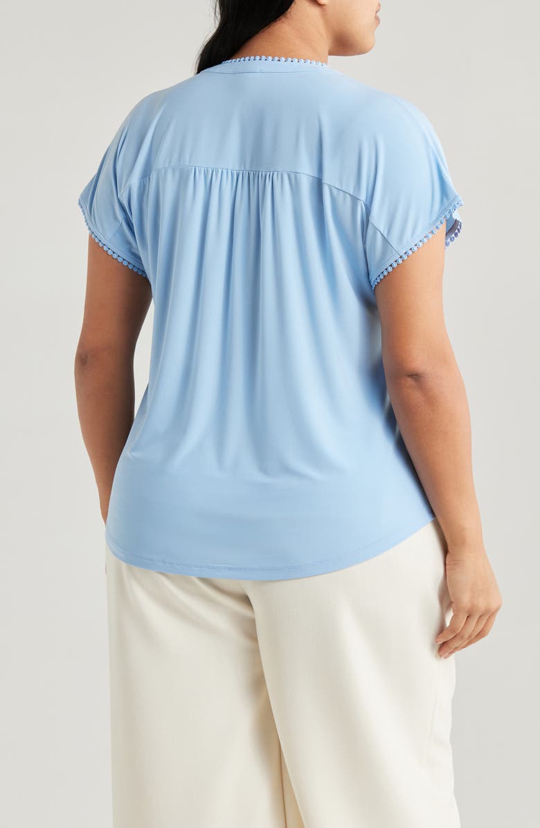 Jones New York Lace Trim Split Neck Top, Alternate, color, 