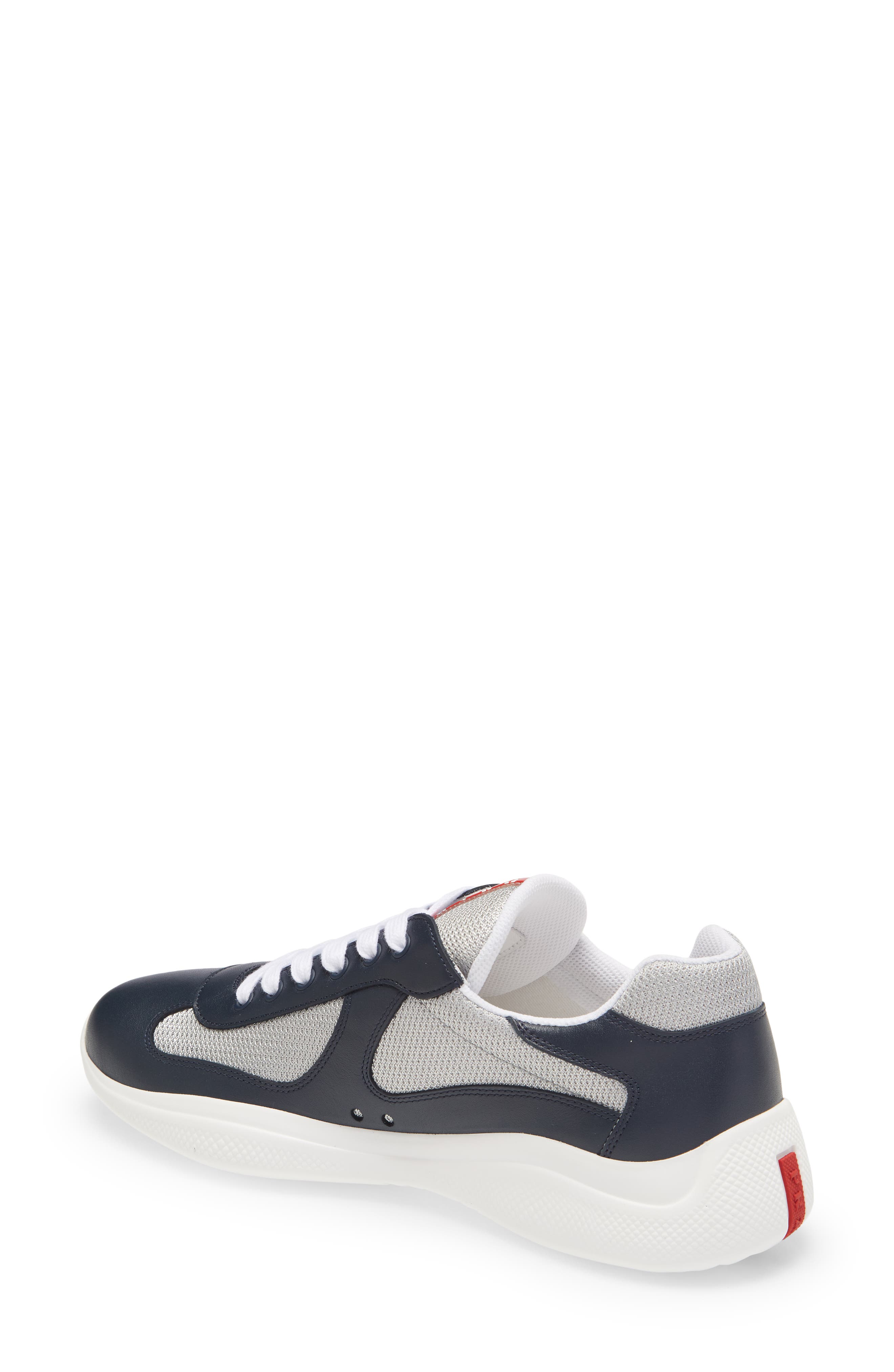 Prada America's Cup Bike Low Top Sneaker, Alternate, color, Baltico/ Argento