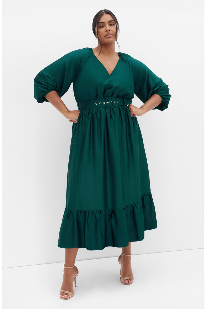 Betty Belted Midi Dress, Alternate, color, JADE