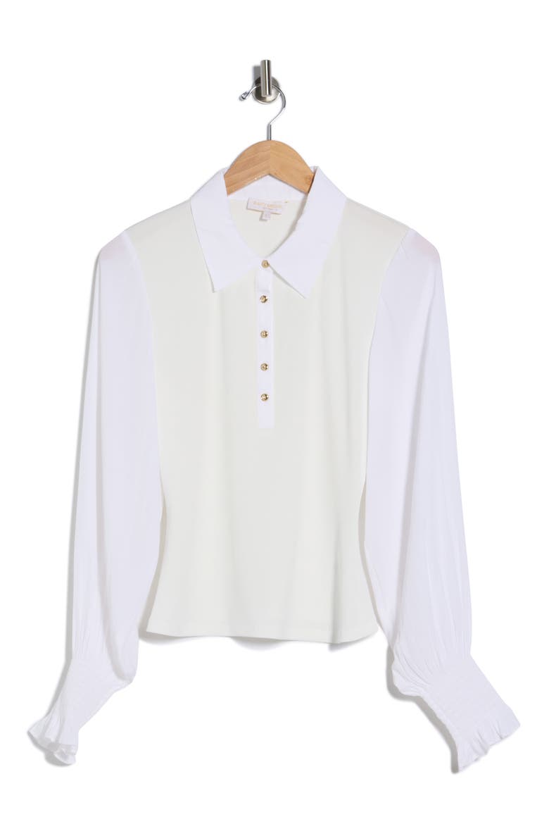 Dominique Mixed Media Top, Alternate, color, IVORY