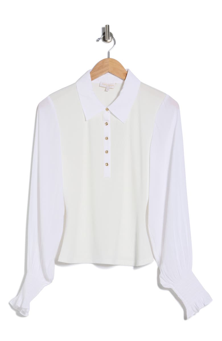 Ramy Brook Dominique Mixed Media Top, Main, color, Ivory