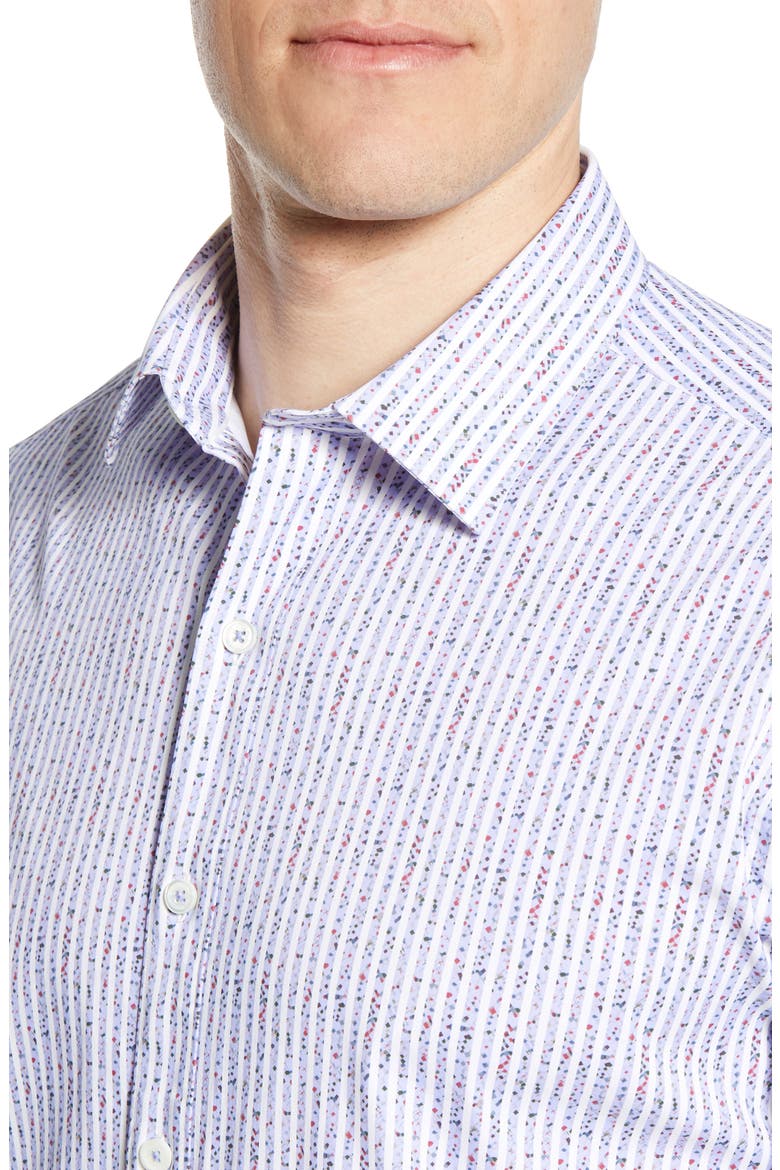 Shaped Fit Stripe Short Sleeve Button-Up Shirt, Alternate, color, AIR BLUE