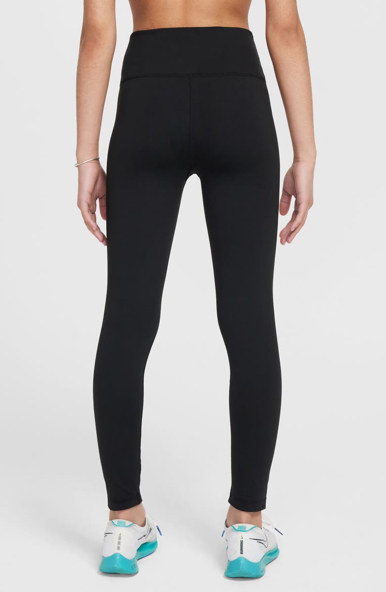 Nike Kids' One Dri-FIT High Waist Leggings, Alternate, color, Black/ White