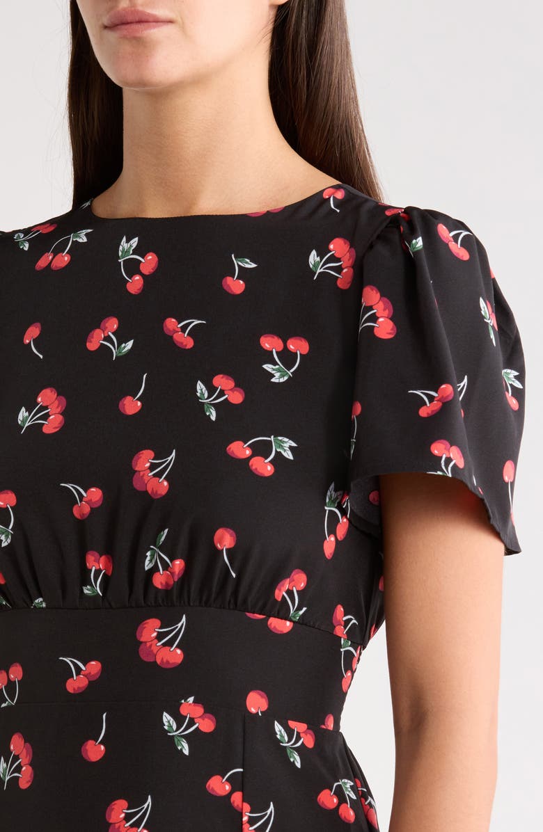 SUGARLIPS Dusk Bloom Floral Midi Dress, Alternate, color, Black-Red