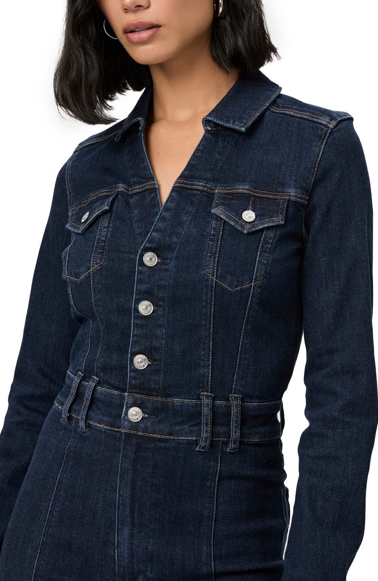 PAIGE Sasha Long Sleeve Bootcut Denim Jumpsuit, Alternate, color, Peregrine