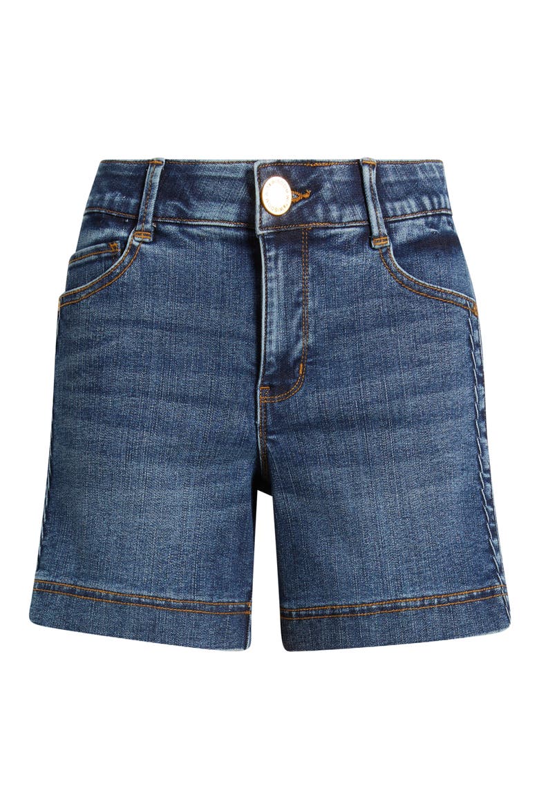 Gracie High Waist Cotton Blend Denim Shorts, Alternate, color, MID BLUE