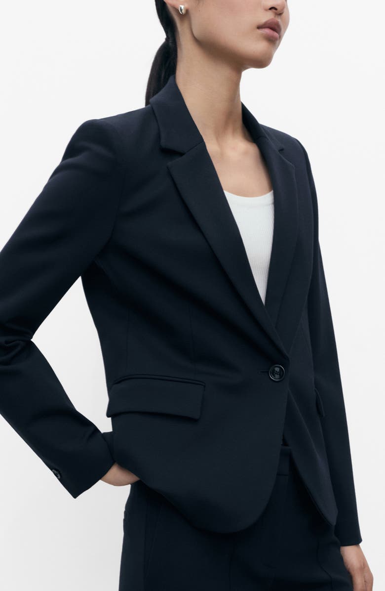 MANGO Fitted Suit Jacket, Main, color, Dark Navy