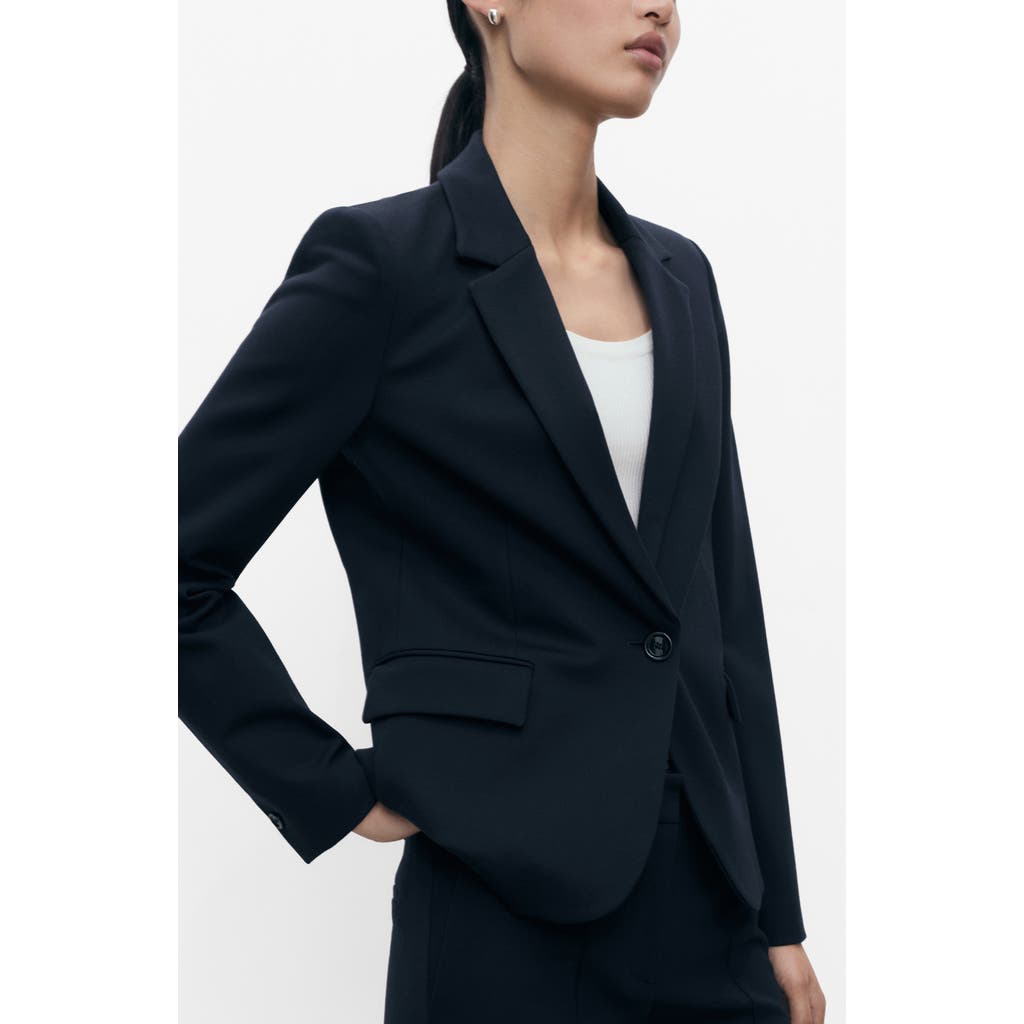Mango Fitted Suit Jacket Dark Navy In Blue