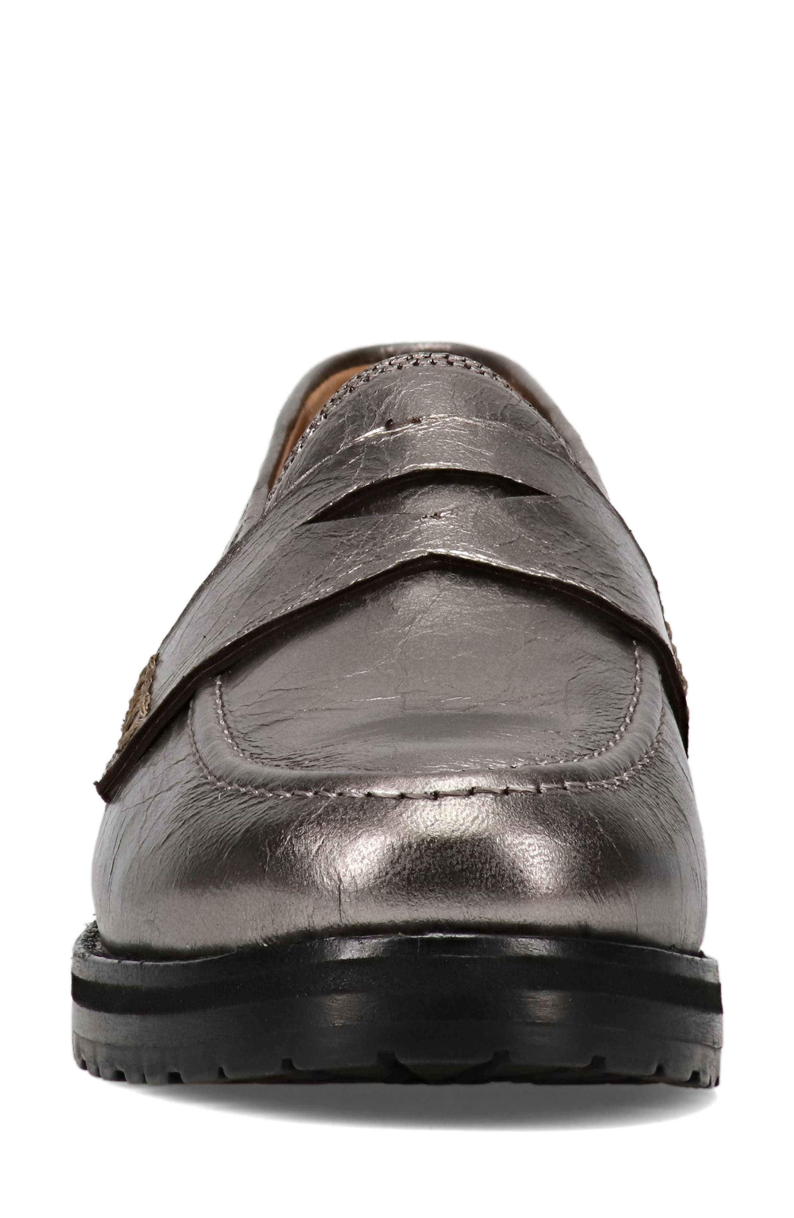 Frye Melissa Loafer, Alternate, color, Dark Pewter - Lunar Metallic